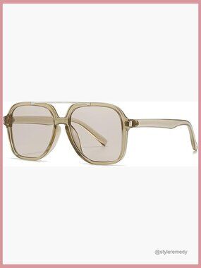 Trendy Square Aviator Sunglasses with UV Protection